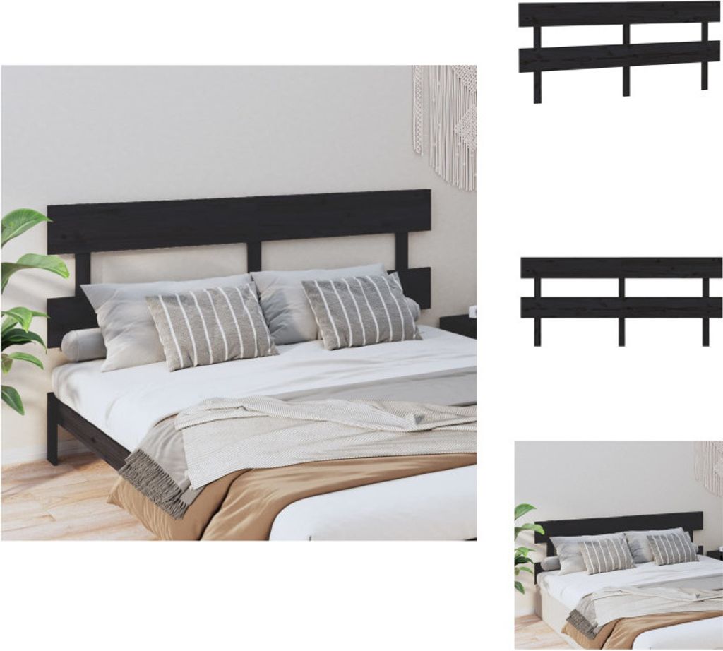 vidaXL Kopfteil Schwarz 184x3x81 cm Massivholz Kiefer - Kopf- & Fußenden