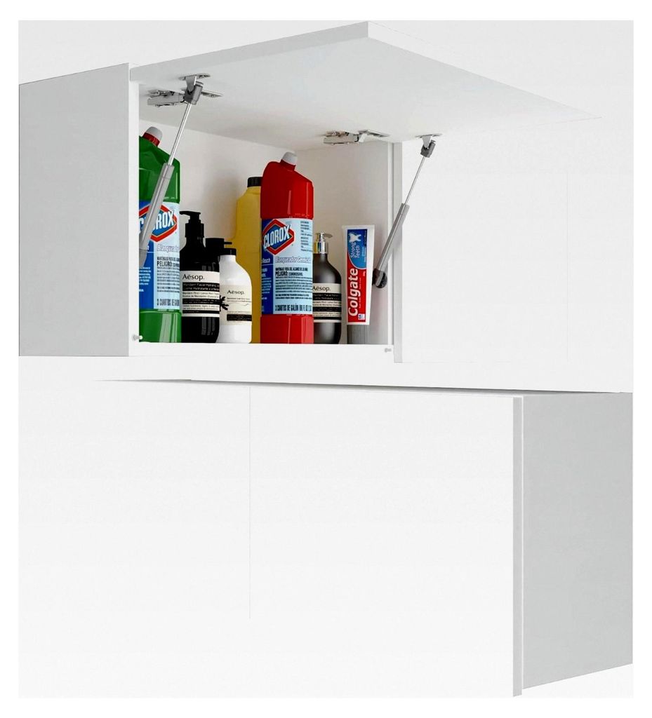 Badezimmerschrank Laura Hängeschrank Badezimmermöbel Klappbarer Wandschrank Teleskopöffnung - Mattweiß/Mattweiß, Maße 39 x 120 x 23 cm