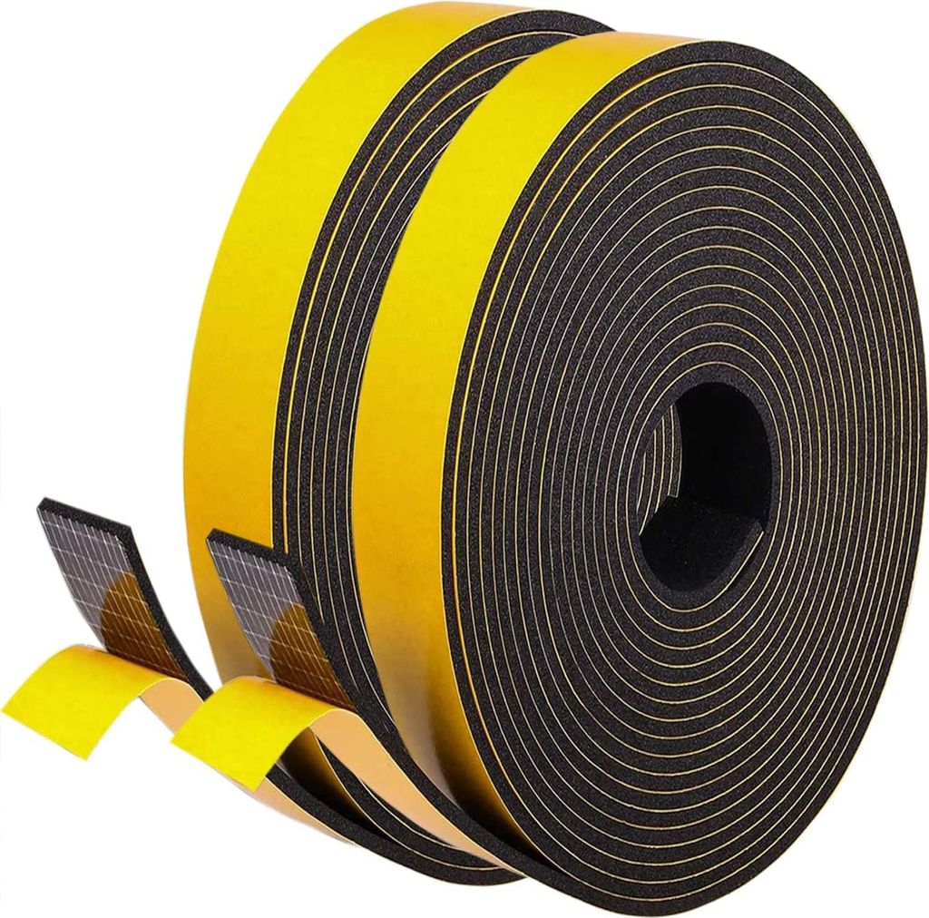 Selbstklebende Abdichtungsklebeband für Türen und Fenster - Gummiabdichtungsfoamtape für Schallisolierung - 20mm x 3mm x 10m - Schwarz.