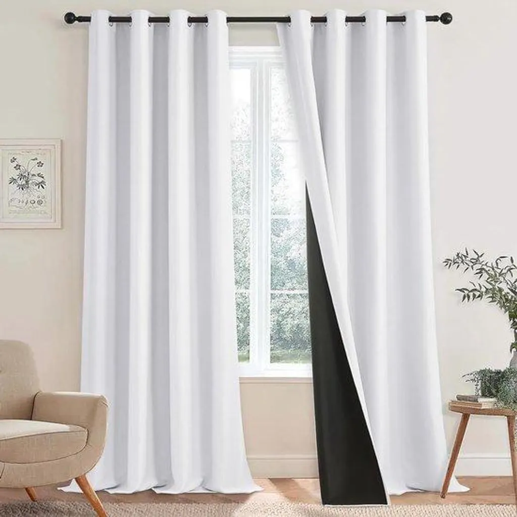Rideau occultant blanc thermique 140 x 245 cm pour chambre et salon chic