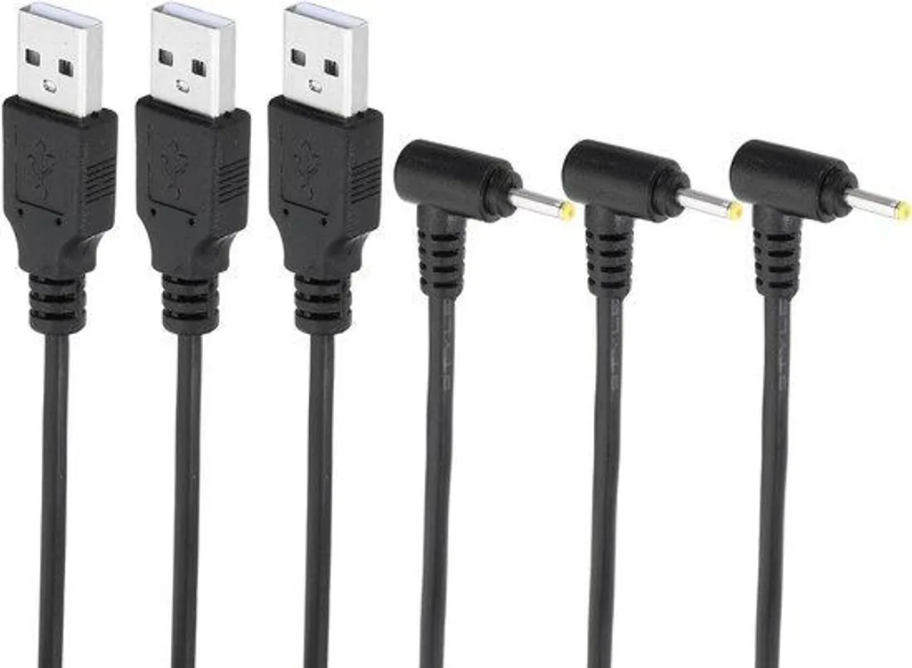 Câble de recharge USB CC 25x7mm Noir - Lot de 3 Adaptateurs Secteur