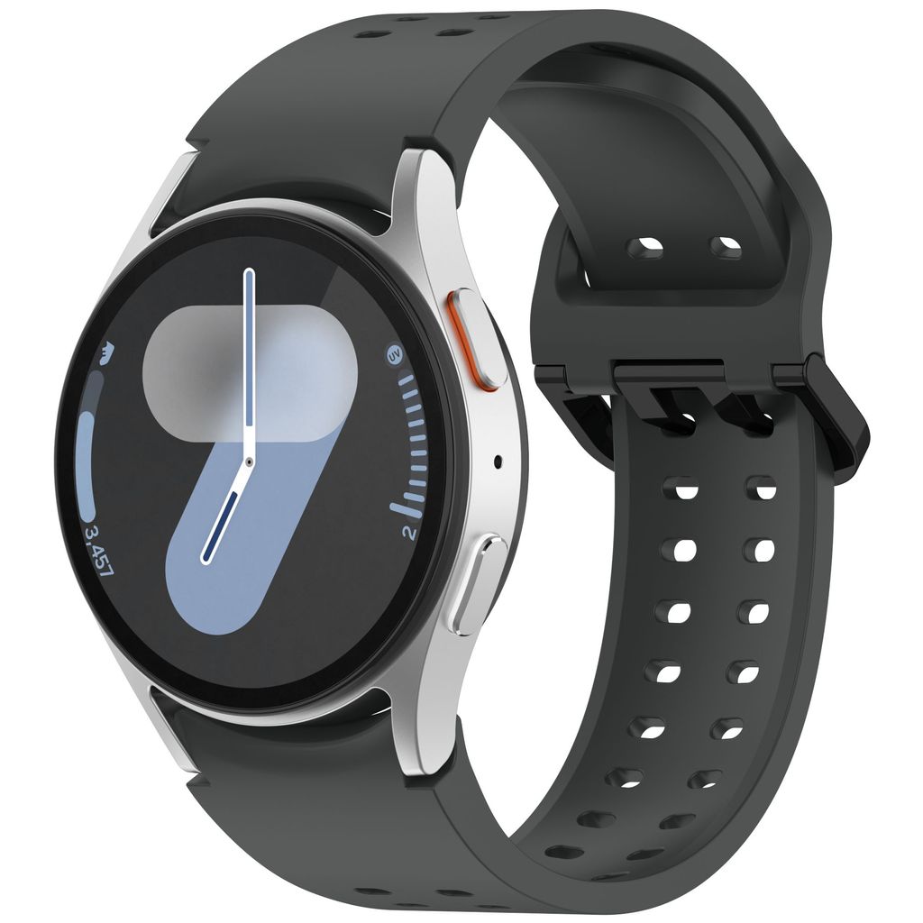 INF Silikonarmband für Samsung Galaxy Watch 7-6-5-4-FE, Sportarmband mit Doppelreihiger Schnalle Dunkelgrau