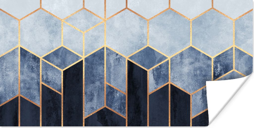 MuchoWow Poster Sechseck - Gold - Schablonen 160x80 cm - Foto Poster