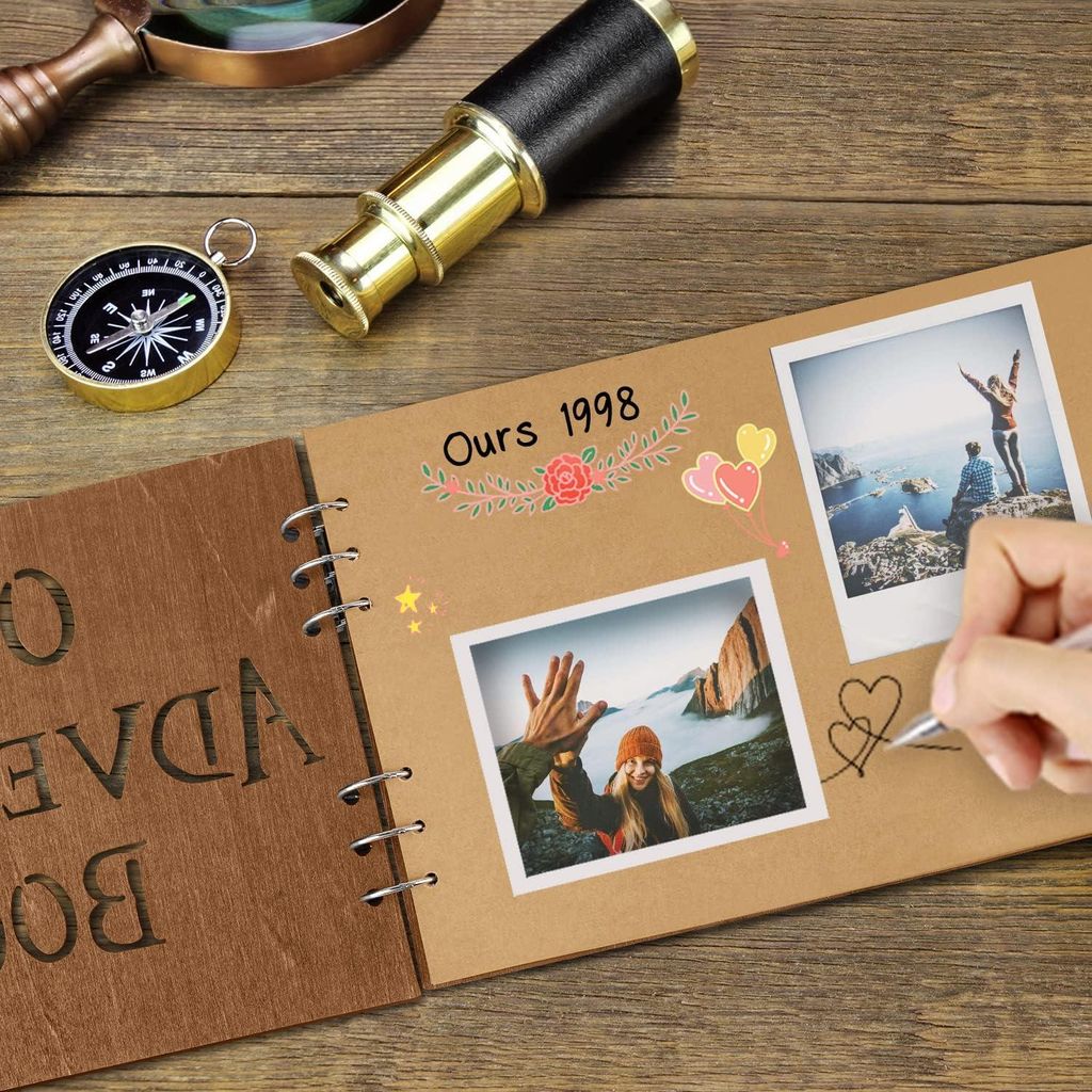 Fotoalbum Unser Abenteuer Buch Scrapbook DIY Handgemacht Film Auf Reise Fotoalbum für Paare Erinnerungsfoto - Jubiläum Hochzeit Reisen Babyshower...