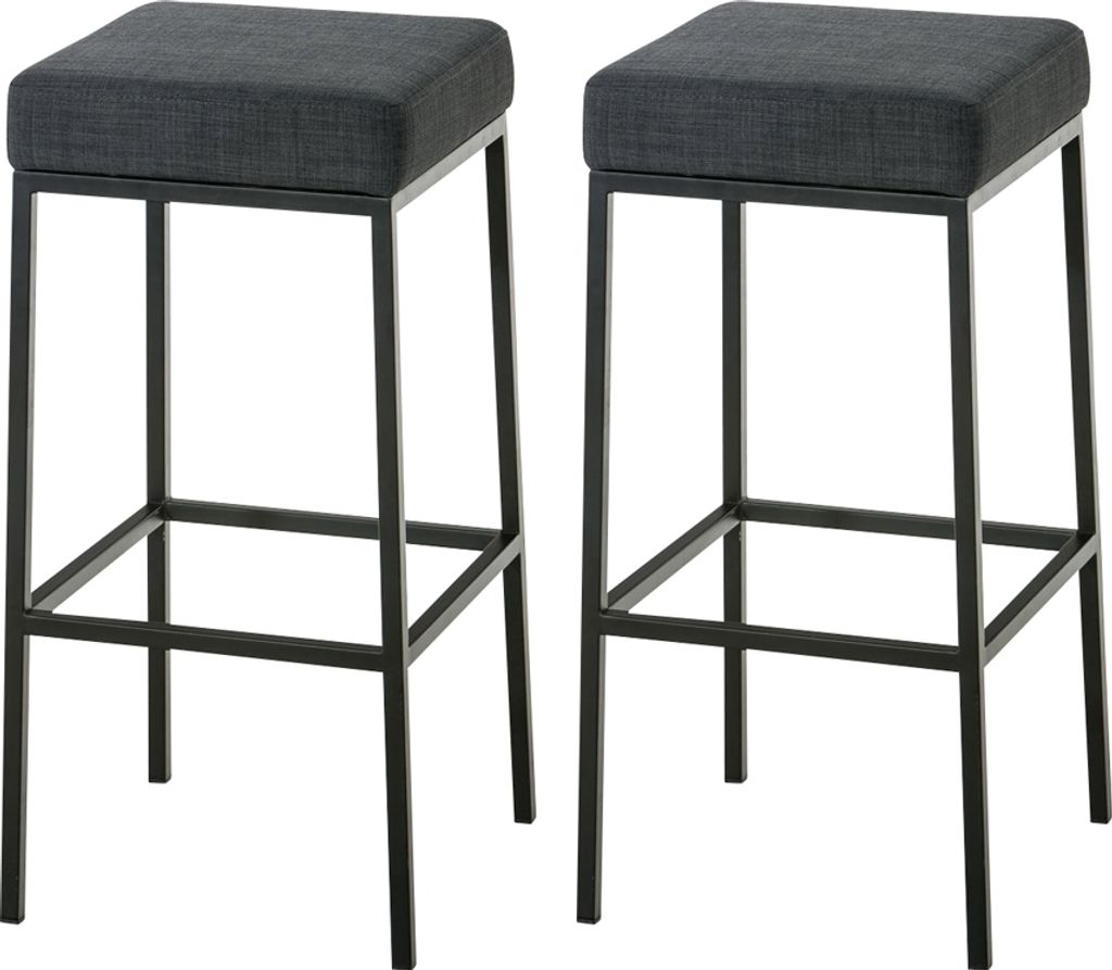 2er Set Barhocker HLO-CP41 85 Stoff schwarz dunkelgrau