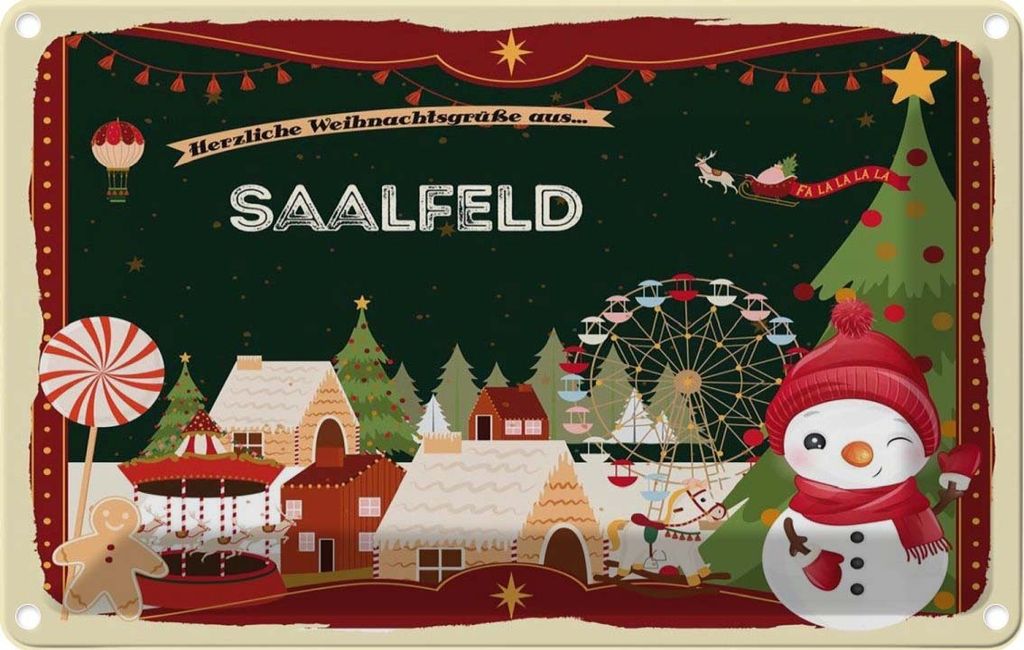 vianmo Blechschild 12x18 cm Weihnachten SAALFELD