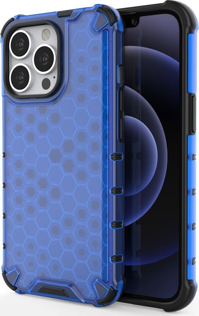 Mobigear Honeycomb iPhone 14 Pro Max Hülle Hardcase Backcover Stoßfest - Blau