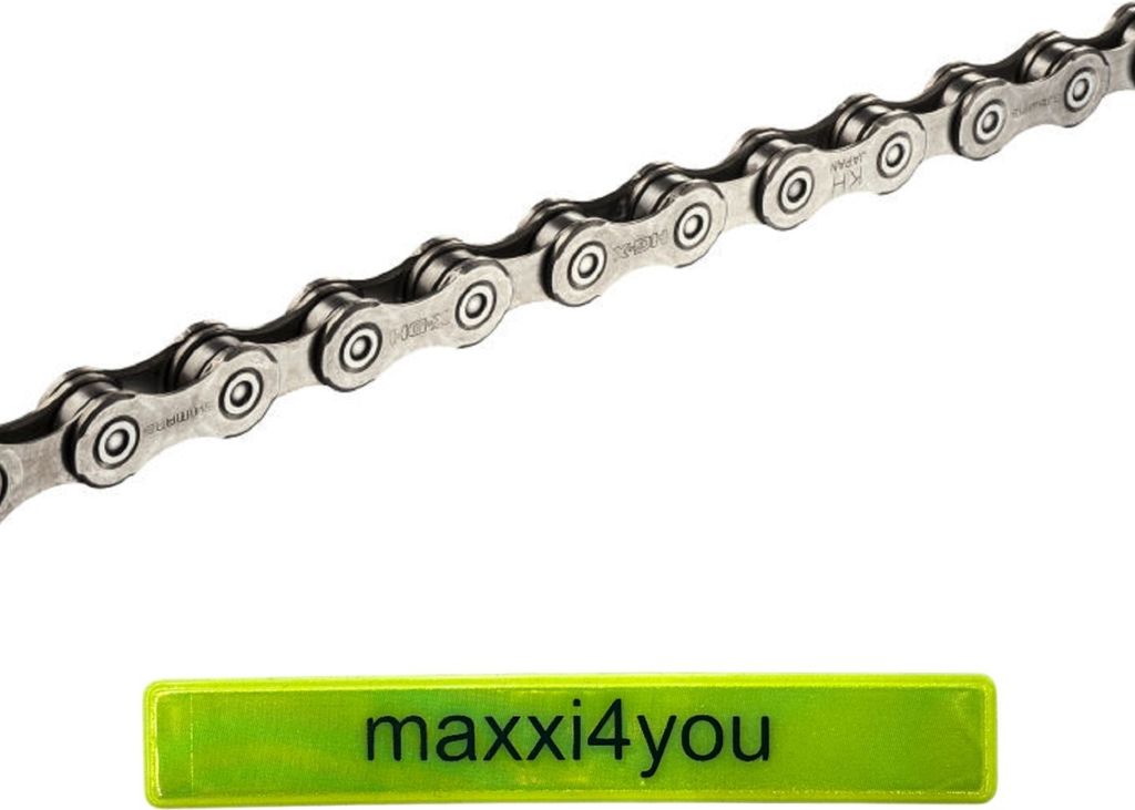 Shimano Kette CN-E6090 10-fach 138 Glieder in silber inkl. maxxi4you Reflexband
