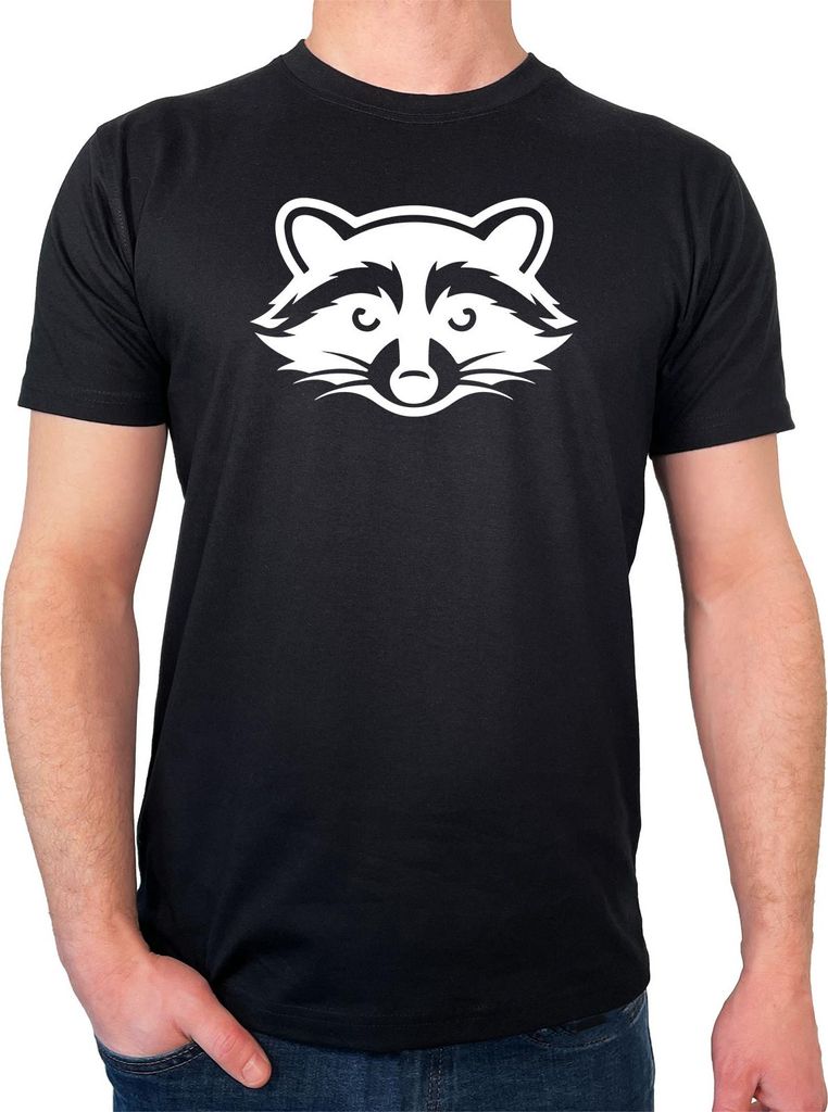 Huuraa Herren T-Shirt Waschbär Silhouette 3XL Black Bio Baumwolle Fairtrade Herrenshirt Geschenkidee