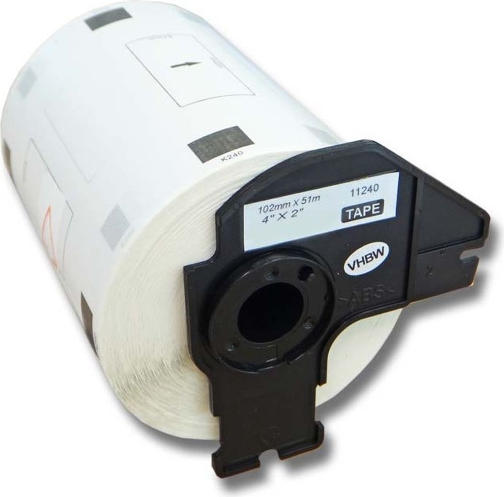 vhbw Rolle mit Halter 102mm x 51mm (600 Etiketten) kompatibel mit Brother PT QL-710W, QL-720, QL720NW, QL-650, QL650TD, QL-700, QL-710 Drucker Weiß