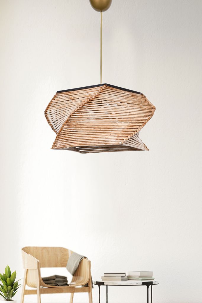 Opviq, Carre, Kronleuchter, HOLZKÖRPER, Beige, 36 x 36 x 65 cm