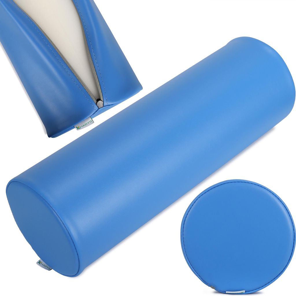 Habys Lagerungsrolle, Vollrolle, Nackenkissen, Lagerungskissen, Nackenrolle, Knierolle für Massage und Therapie, Fitnessrolle, 20x60cm Blau