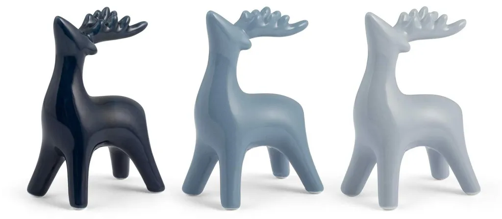 Set 6 Rennes en Grès Design Bleu 10 cm - Objets Déco Scandinaves H&H