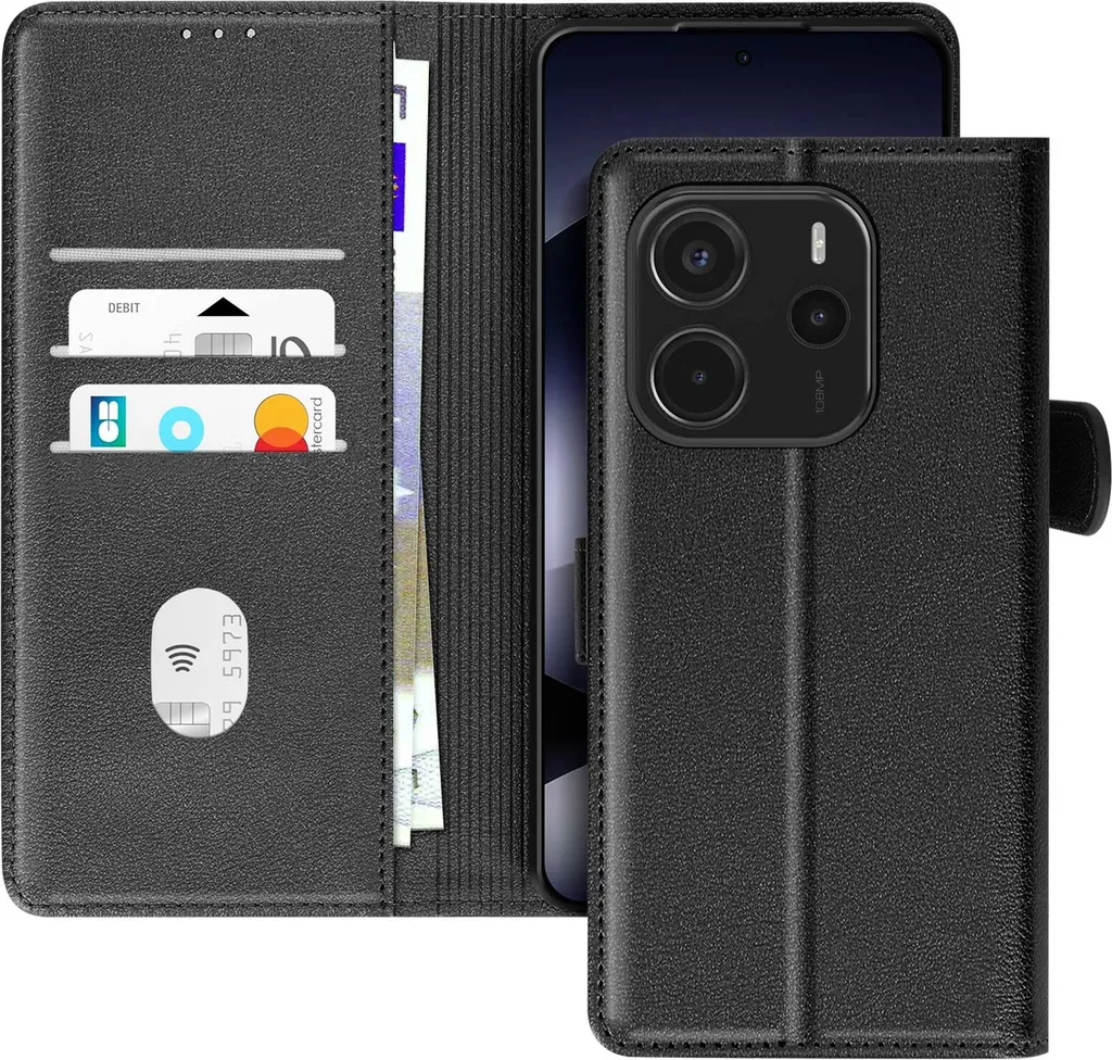 Avizar Custodia Magnetica Redmi Note 14 4G Portafoglio Nera Anti-Graffio