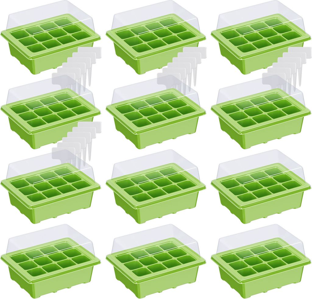 WELLGRO Mini Gewächshaus inkl. 6 Pflanzschilder - für bis zu 12 Pflanzen - ca. 19x14,5x11 cm (LxBxH) je Zimmergewächshaus, Kunststoff - Menge w...