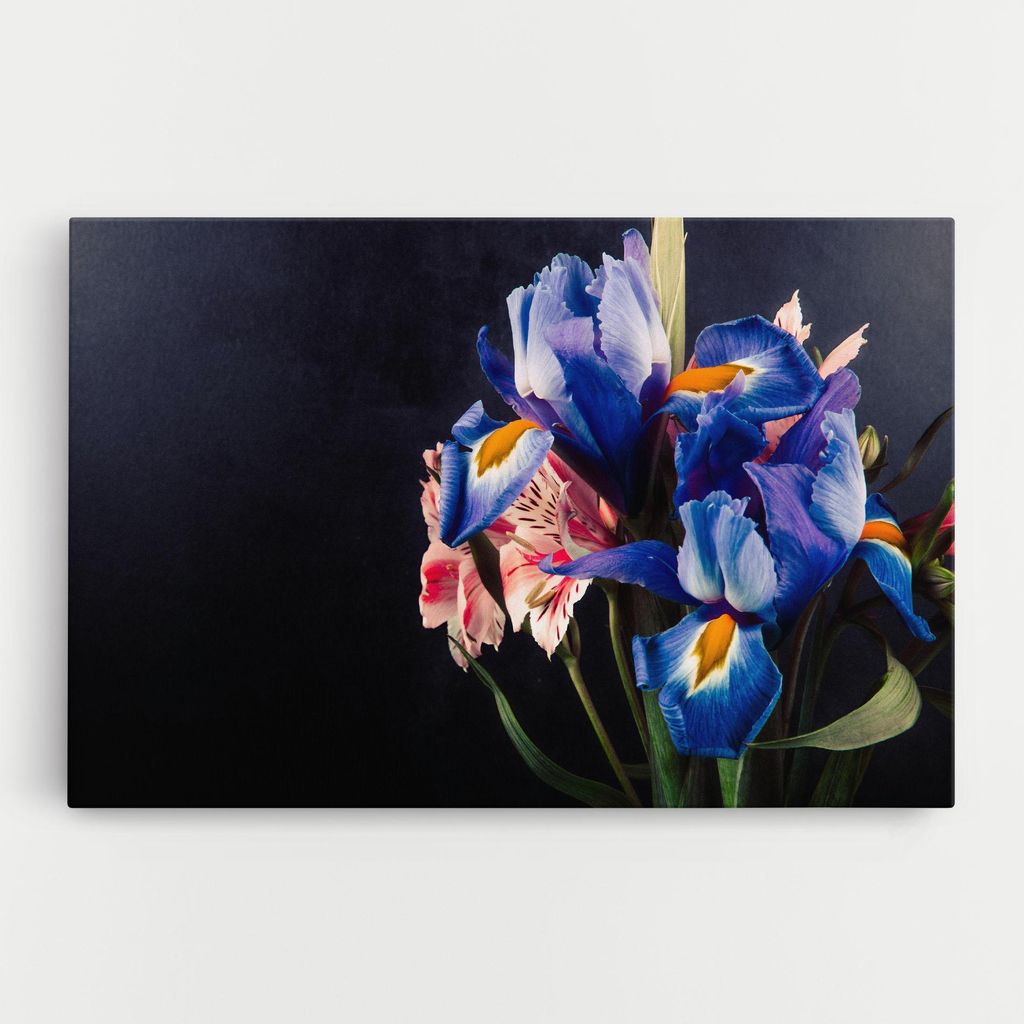 ARTHUB Leinwandbild 50x70 cm, Iris Bouquet | Wohnzimmerdekoration, Hängende Bilder, Wanddekoration, Heimdekoration, Blumen, Iris