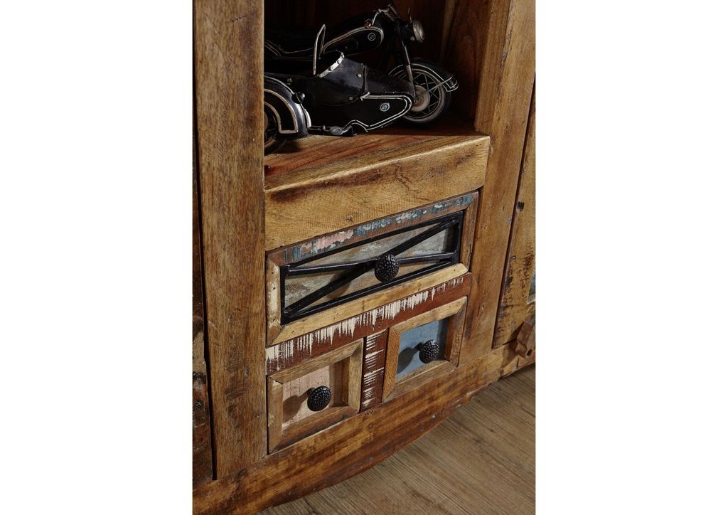 MASSIVMOEBEL24 Highboard Altholz 115x40x150 mehrfarbig lackiert NATURE OF SPIRIT #21