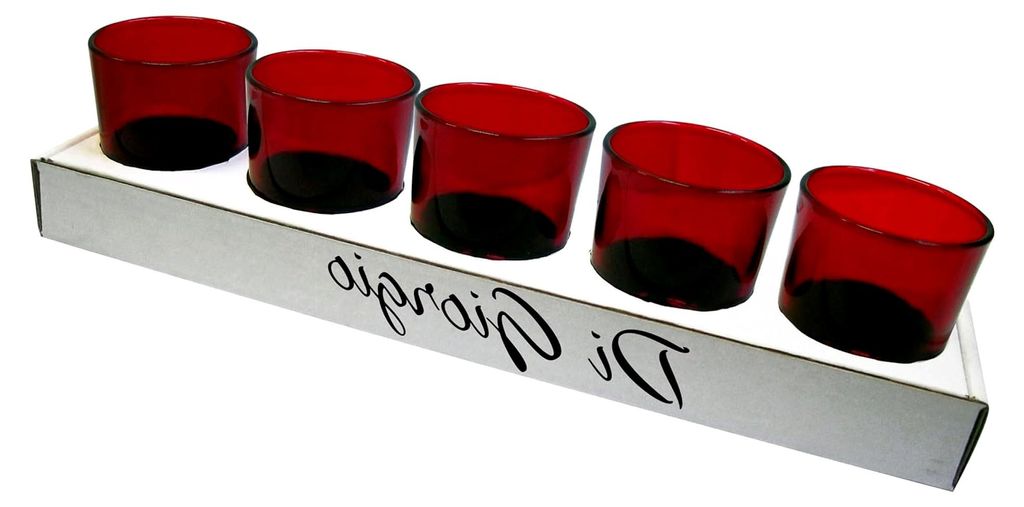 5er Set Teelichthalter aus buntem Glas