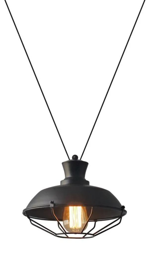 Suspension vintage en métal noir ACA KS14632BB avec finition or brossé