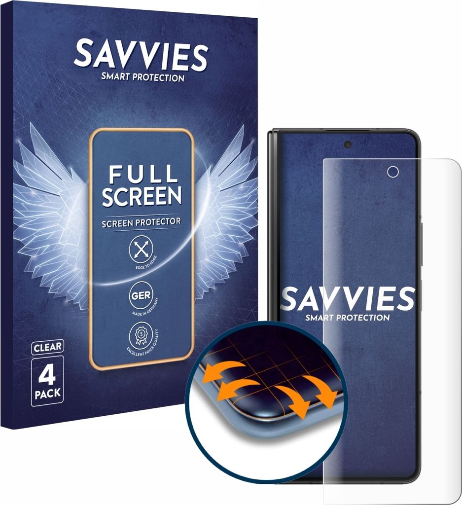 4x Savvies Fullscreen Schutzfolie für Samsung Galaxy Z Fold Produktbild 