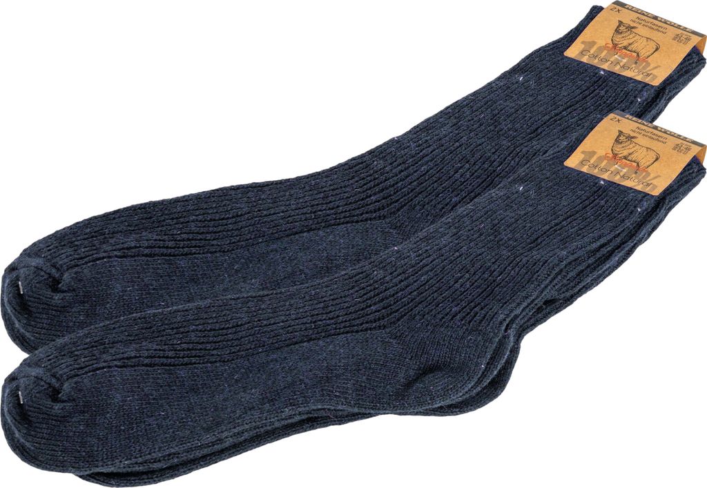 2 - 6 Paar Wollsocken Herren & Damen Schurwolle Wintersocken Dick Warm | B277 - 43-46 - Blau - 2er Pack
