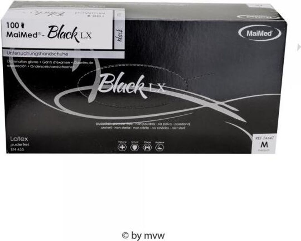 MaiMed Einmalhandschuhe Black Latex Größe M Produktbild 4