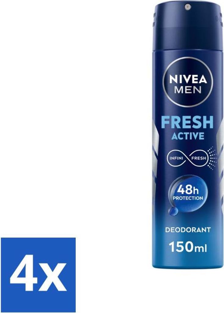 NIVEA MEN - Deodorant Spray - Frische Aktiv - 150 ml - Vorteilspack - 4 Stücke