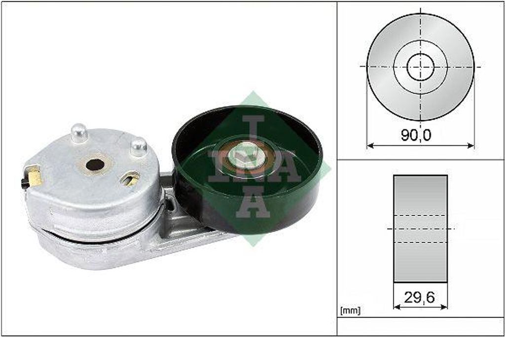 INA 534 0358 10 Riemenspanner, Keilrippenriemen OE C2C36145 kompatibel mit Discovery, Range Rover