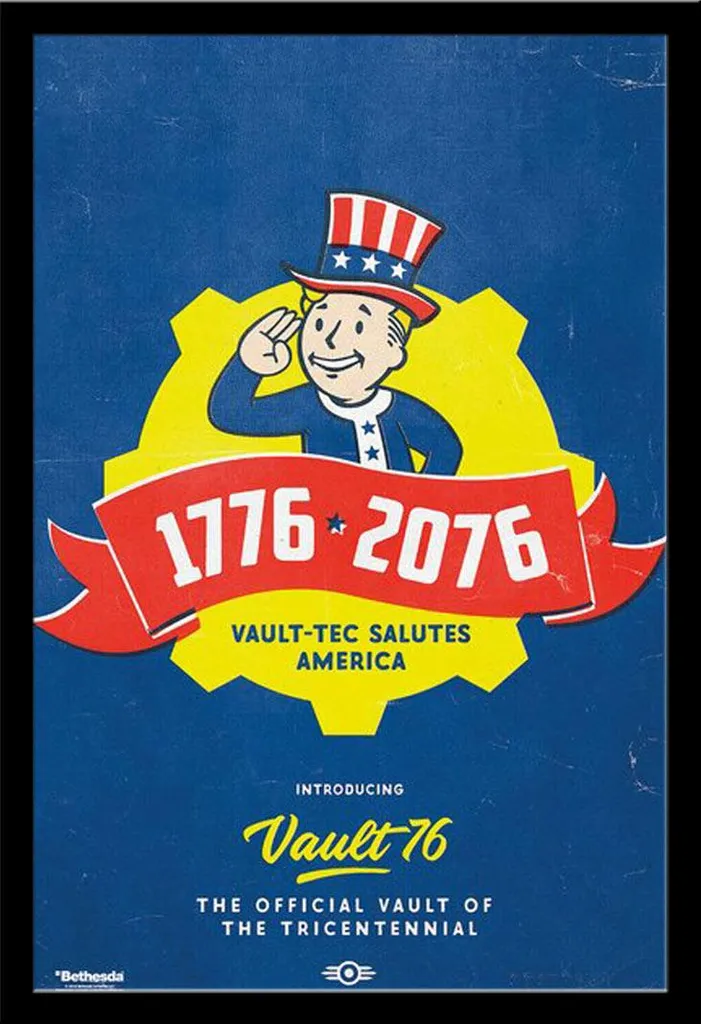 Décoration murale Fallout 76 encadrée pour Setup Gaming et Bureau Geek