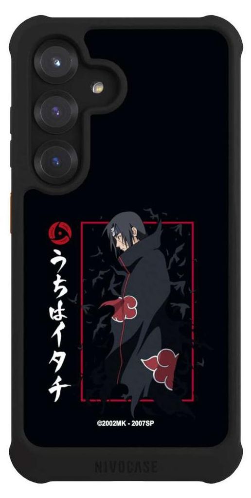 NIVOCASE Hülle für Samsung Galaxy S25 Stoßfeste Handyhülle NIVOmax Case Schwarz Naruto Shippuden Offizielles Lizenzprodukt Itachi Uchiha