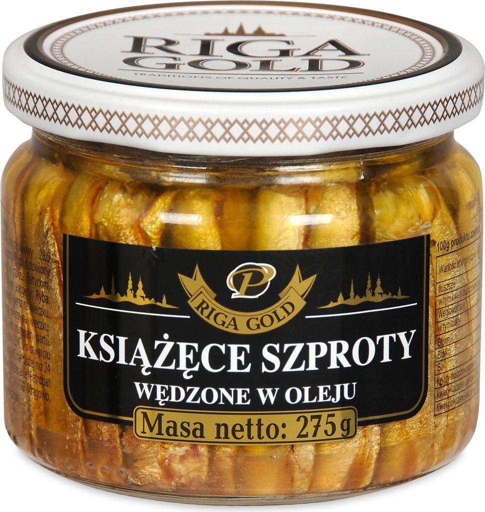 Geräucherte Sprotten im glas Riga Gold 275g