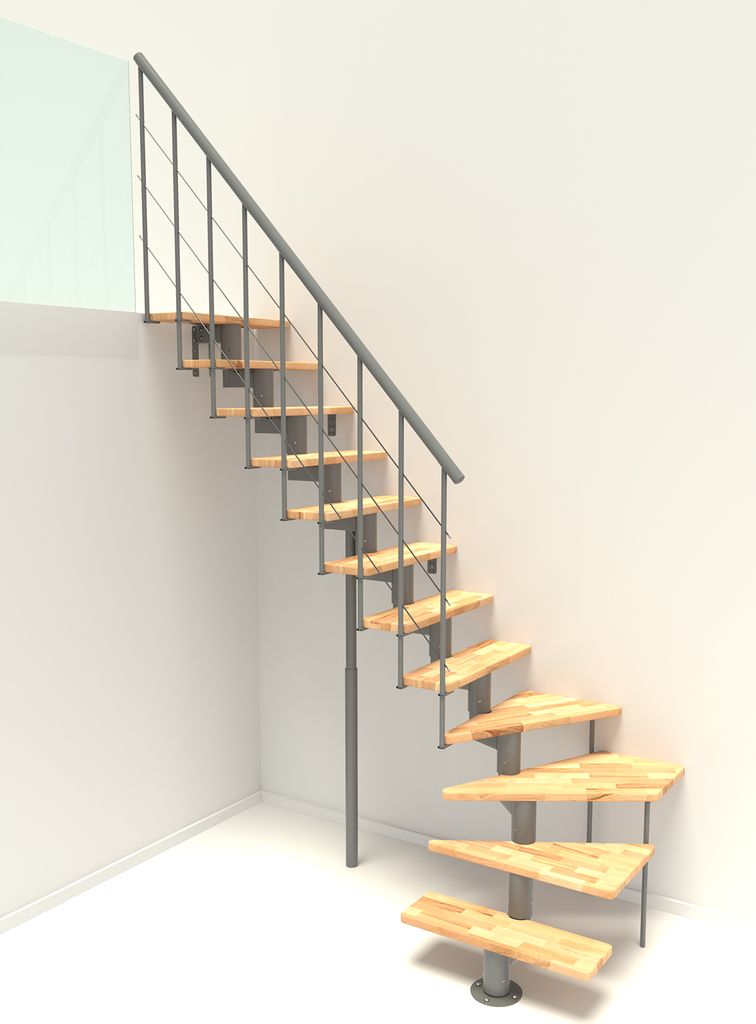 Minka Mittelholmtreppe Comfort Top Turn 37 - 312cm Geschosshöhe Buche Grau