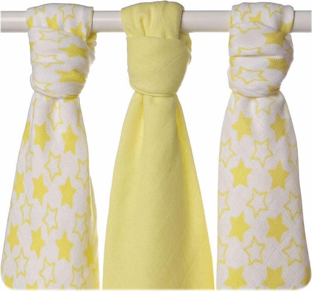 XKKO Pannolino in mussola 70x70 set di 3 Little Stars Lemon Immagine del prodotto 