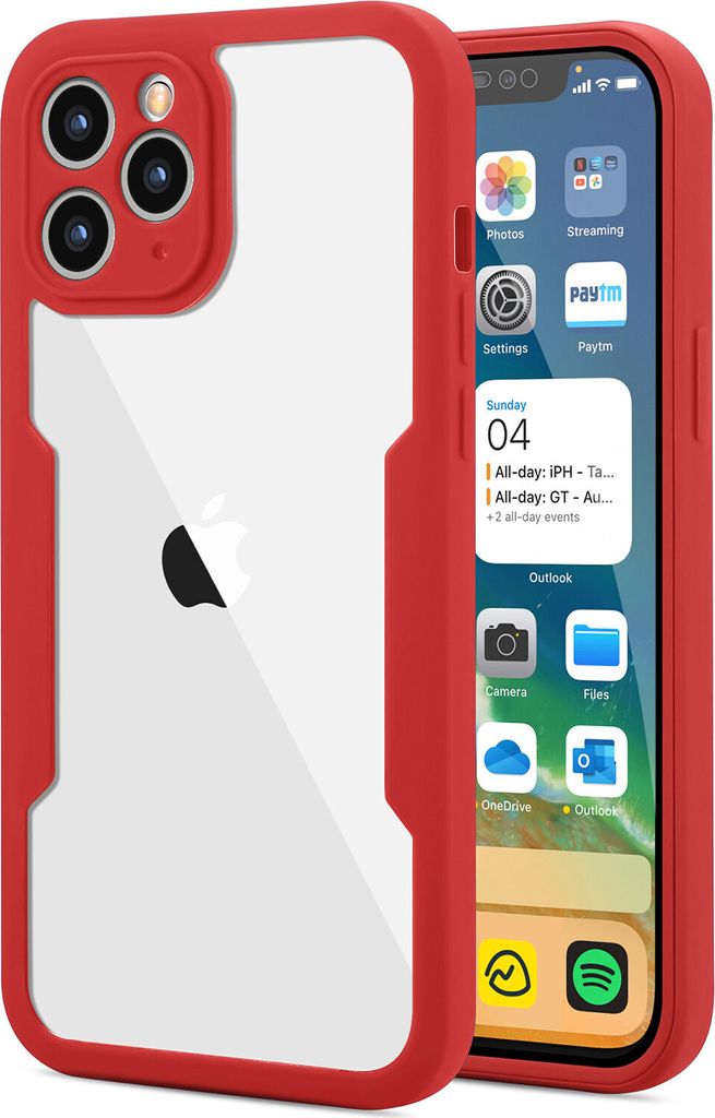 iPhone 11 Pro Schutzhülle, Eingebautem Displayschutz 360 Grad Komplettschutz Handyhülle für iPhone 11 Pro Rot