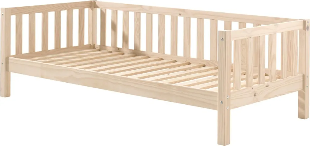 Cadre de lit Fritz beige 90x200cm FURNLUX en bois robuste et design épuré