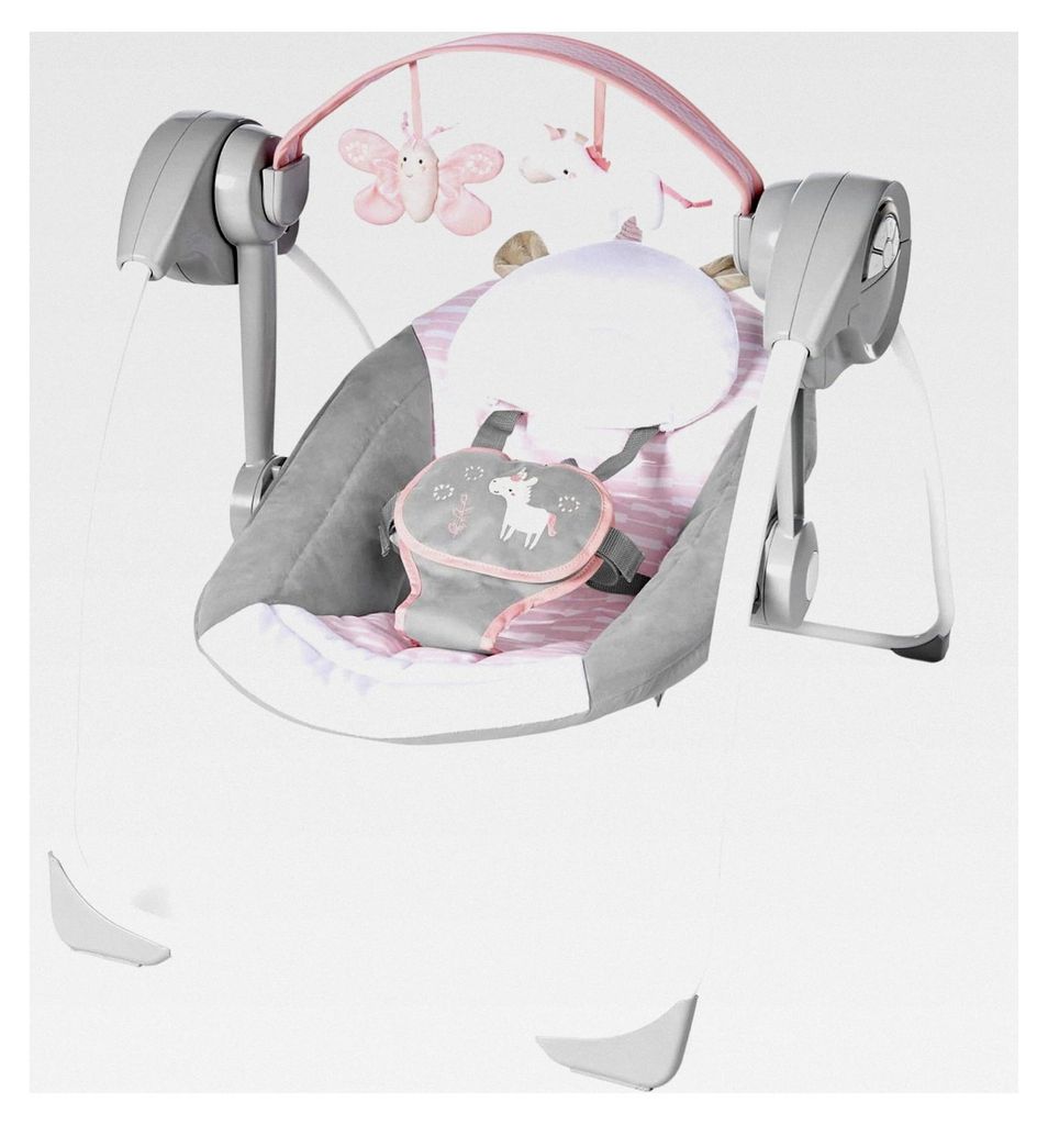 tragbare Babyschaukel und Babywippe, Flora das Einhorn - 6 Schaukelgeschwindigkeiten, 3 Zeitschaltuhreinstellungen, 12 beruhigende Melodien, für N...