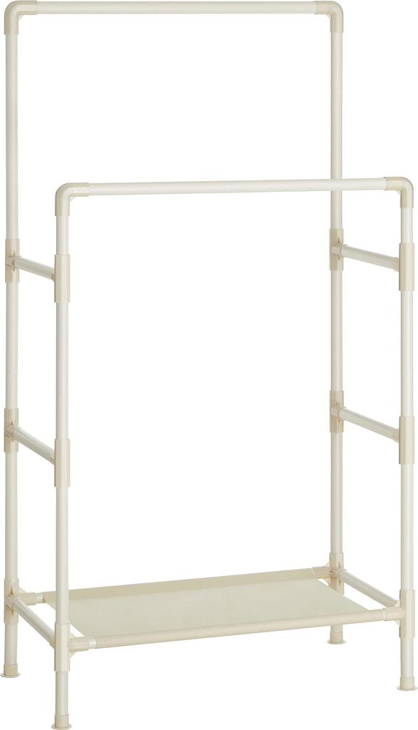 Doppelter Kleiderständer mit Ablage, 83 x 45 x 157 cm – Stabil und Praktisch, Ecru
