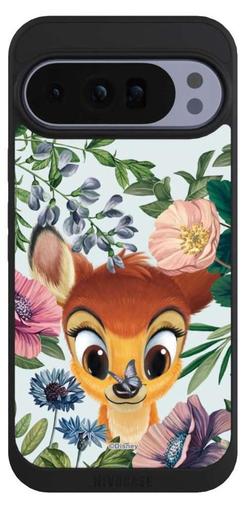 NIVOCASE Handyhülle für Google Pixel 10 Pro XL Hülle NIVOpure Case Schwarz Bambi Blumen Disney