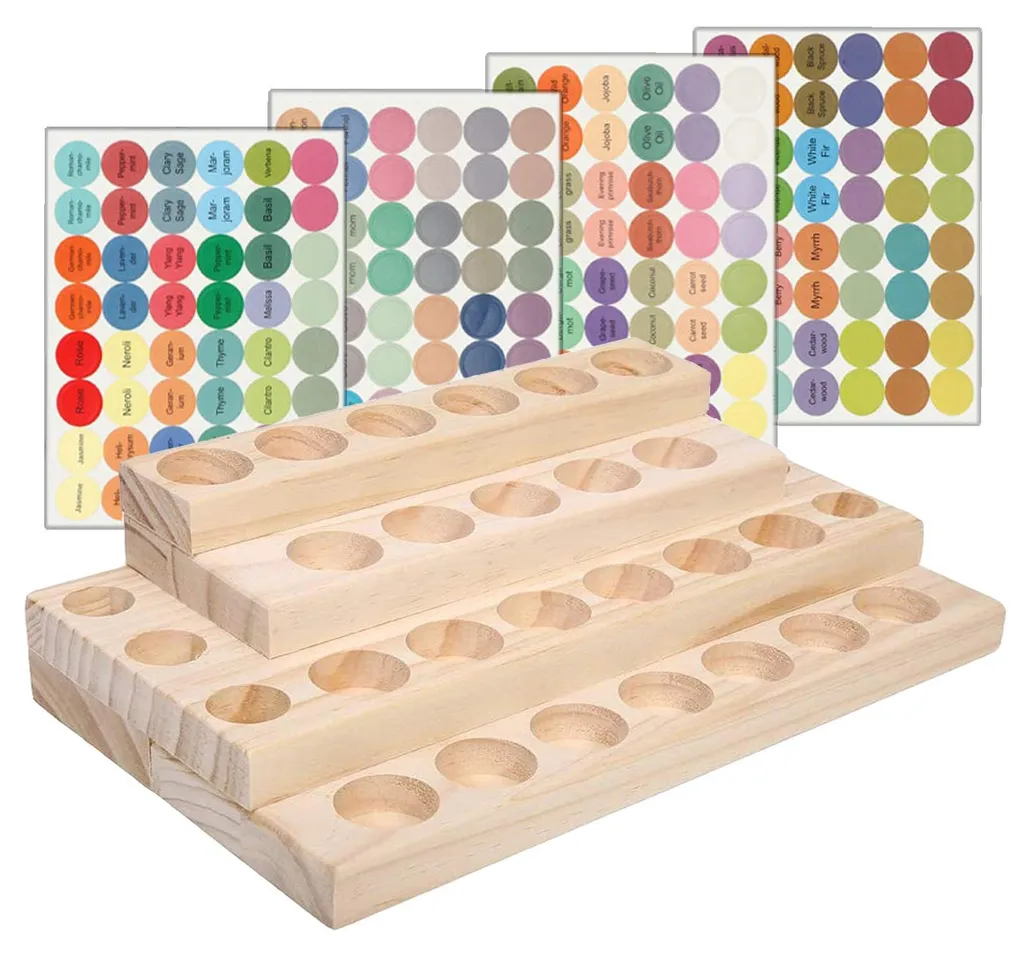 Boîte de rangement huiles essentielles en bois - Organiseur 30 flacons