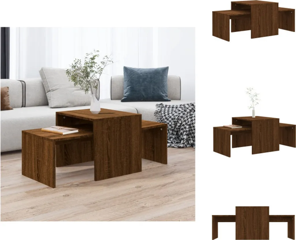 Set Tavolini da Caffè vidaXL 100x48x40 cm Rovere Marrone - Living