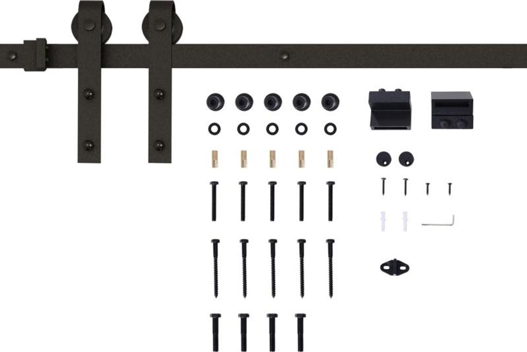 Fortuna Lai Gleitschienen-Bausatz für Schiebetüren, max. 100 kg Belastbarkeit, Metall, Schwarz, 2 m, Schwarz