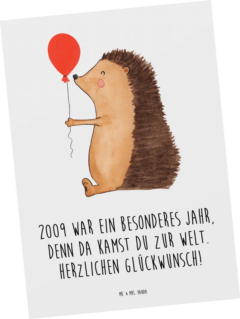 Mr. & Mrs. Panda Postkarte 2009 Geburtstag - Weiß - Geschenk, Postkarten, Geburtstagsgeschenk, Jahr der Geburt, Jahrestag, besondere Momente, Jahr...