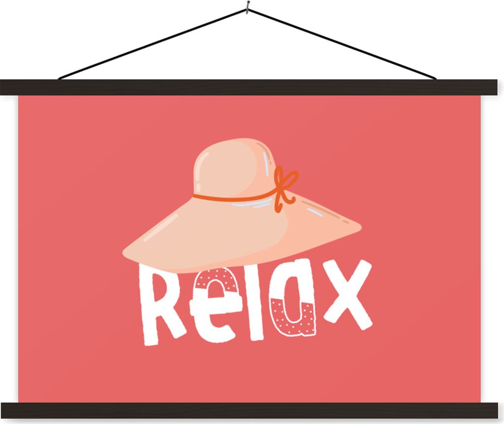 MuchoWow Textilposter Hut - Weiß - Sommer 150x100 cm mit schwarzem Rahmen - Schlafzimmer