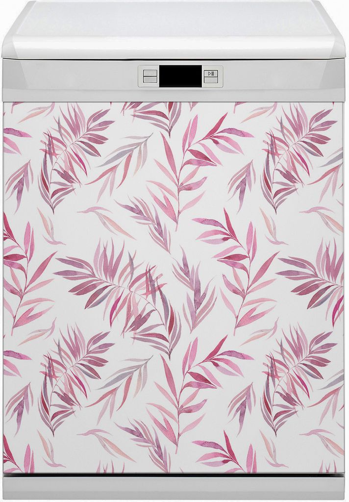 Dekorative Magnetmatte Küche Geschirrspüle 60x80 cm Magnet für Spülmaschine - Rosa Blätter