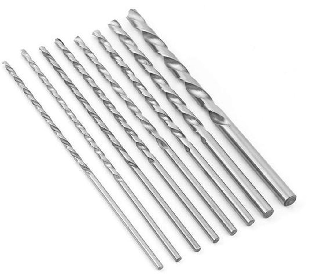 8-teilig Extra Langes HSS-Bohrset aus Hochleistungsstahl 4-10mm - Ideal für Holzbearbeitung.