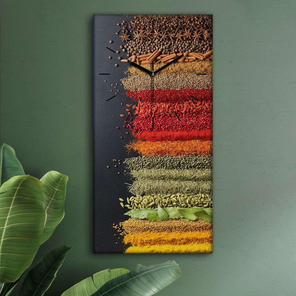 Wohnzimmer Leinwand Uhr Geräuschlos Küche 30x60 Gewürze, Produktbild 