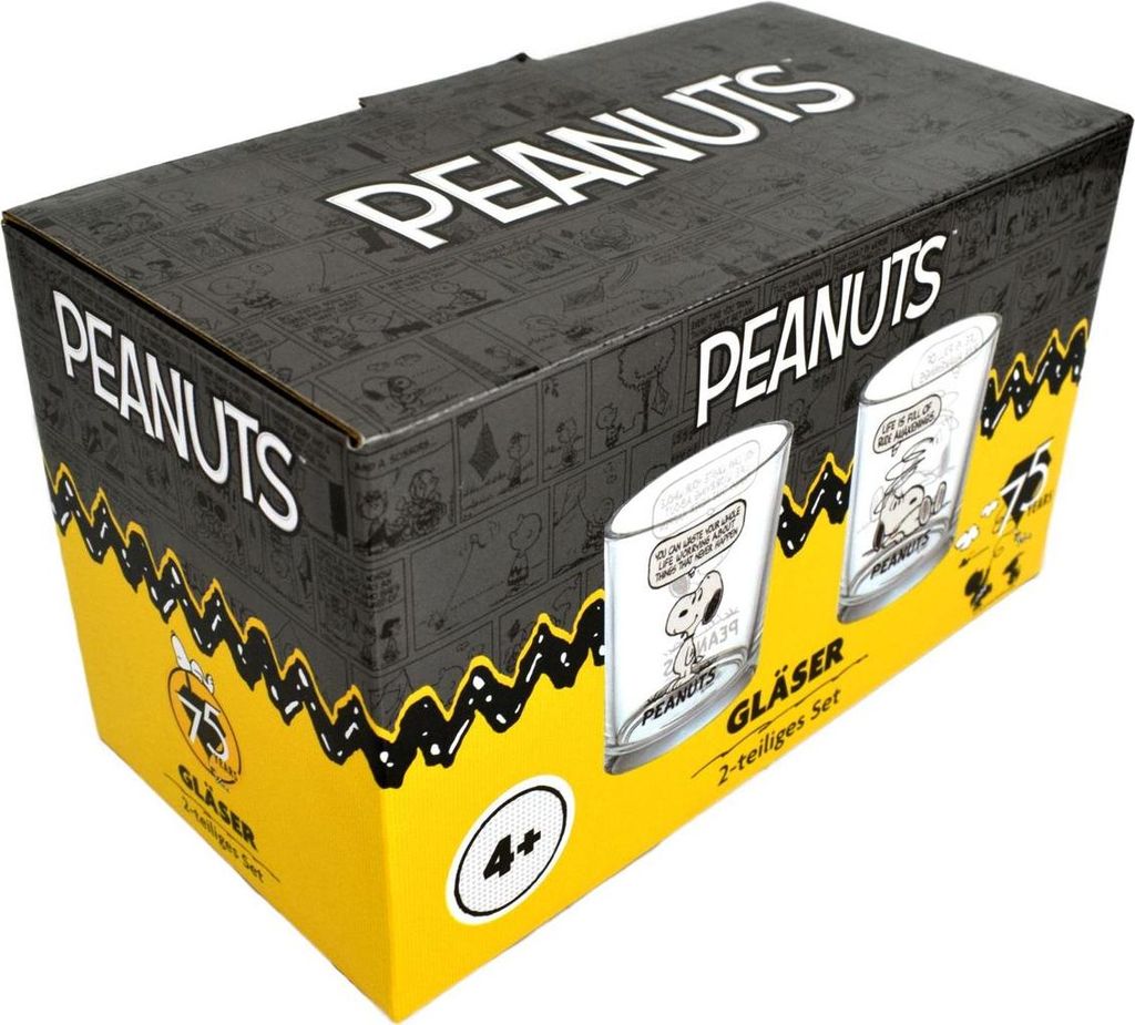 Snoopy / PeanutsTrinkgläser Geschenkkarton Set 2 bedruckte Gläser