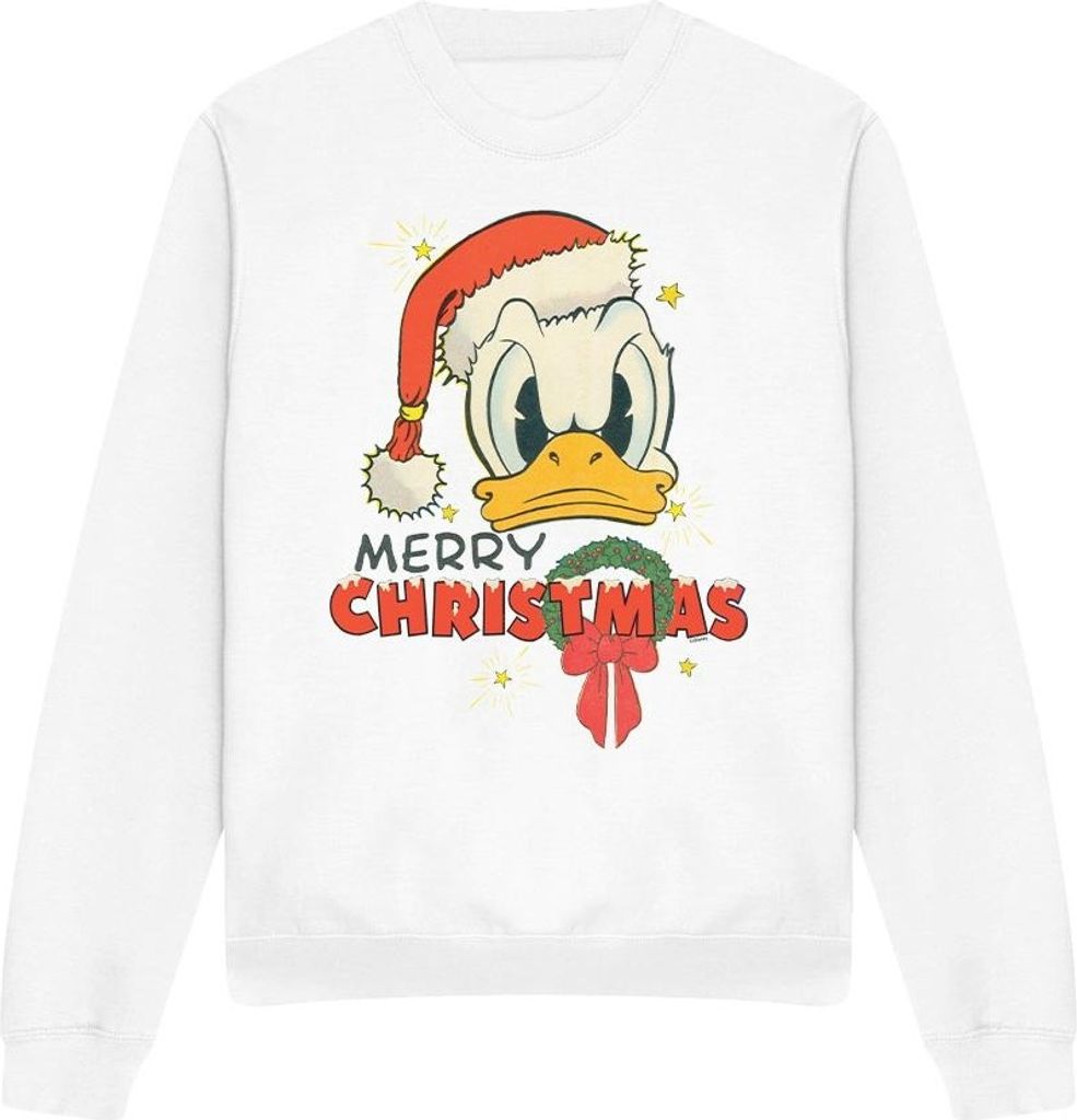 Disney - "Merry Christmas" Sweatshirt für Herren/Damen Uni TV4804 (XXL) (Weiß)