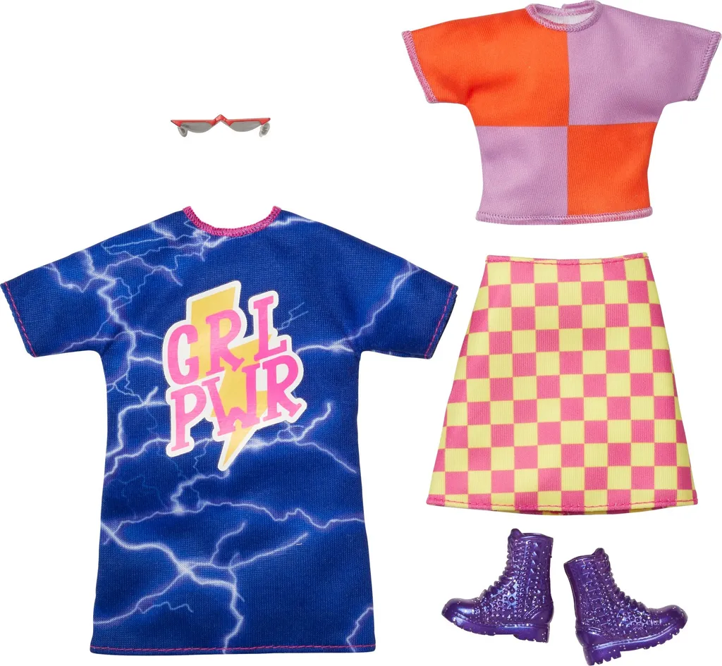 Vêtements Barbie : Lot de 2 Tenues Fashion avec Accessoires de Mode Chic