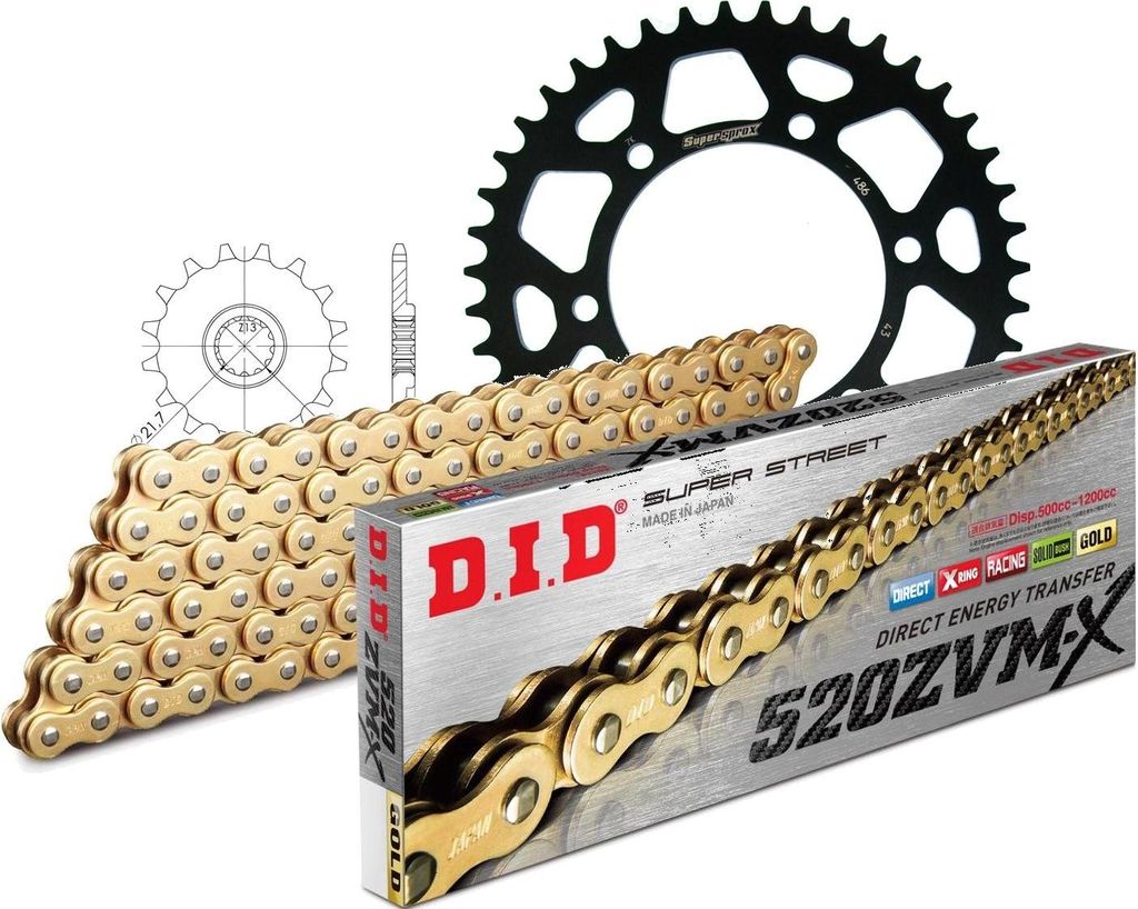 DID Kit Alu (schwarz) Kompatibel mit Kawasaki EX250 R Ninja 08-15 14-43-106 DID520ZVM-X(G&G) Endlos